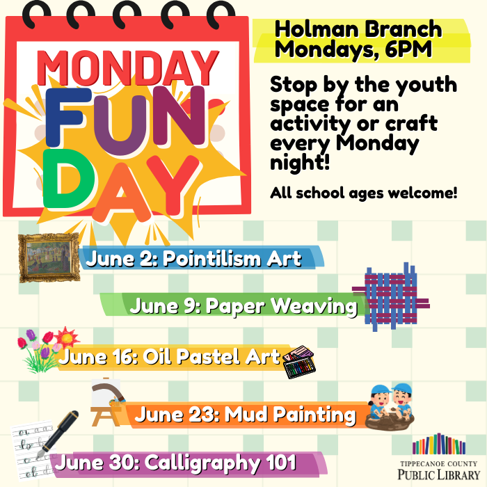 a calendar graphic listing the events for Monday Fundays in June