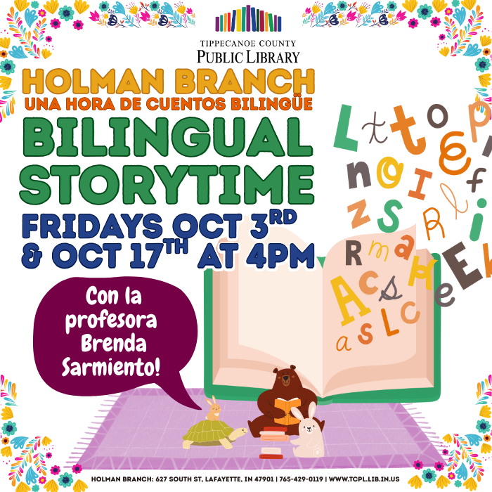 calendar graphic for bilingual storytime updated with October dates